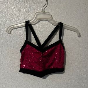 Pink and black dance top